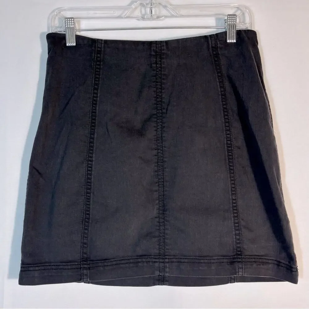 Free People Black Denim Mini Skirt Size 12 G0136